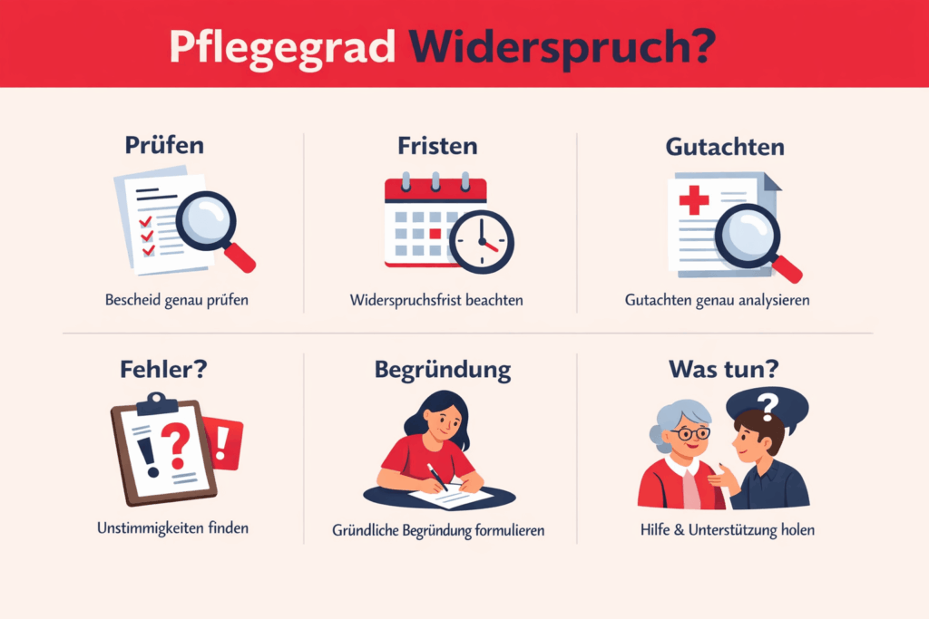Pflegegrad Widerspruch einlegen. Antrag auf Neubewertung.
